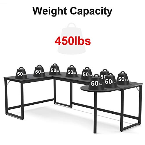 Tribesigns U Shaped Desk,78.7 Inch L Shaped Computer Desk,Corner Home Office Desk,PC Laptop Study Writing Table Workstation Desk with Printer Stand, Black