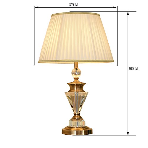 Desk Lamp Full Copper Crystal Table Lamp Retro Living Room Decoration Copper Desk Lamp E27 Study Bedroom Bedside Lamp, Beige/Light Blue Cloth Shade A+ (Color : Beige)