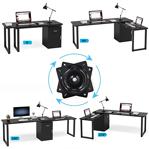 Tribesigns L-Shaped Computer Desk with Storage Cabinet, 55 Inch Large Rotating Corner Office Desk with Drawer, Modern Writing Study Executive Workstation Table for Home Office (Black)