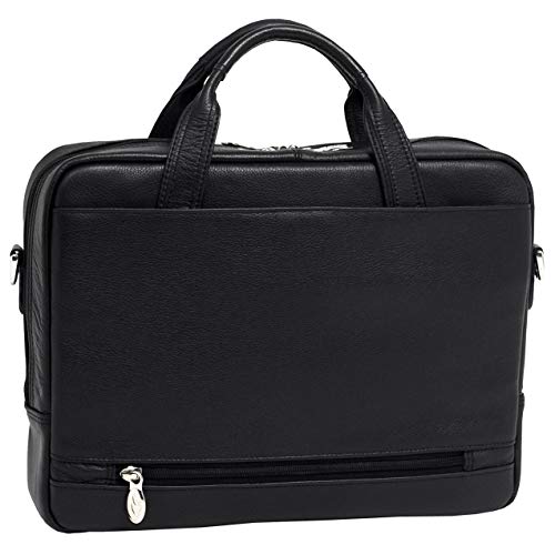 McKleinUSA S Series, Bridgeport, Pebble Grain Calfskin Leather, 17" Large Leather Laptop & Tablet Briefcase, Black (15475)