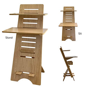 Modern Height Adjustable Sit to Stand Up Desk. Large Wood Desk Spaces That Easily Adjust for Ergonomic Standing or Sitting. Perfect as Home Office Work Desks and Multi-Task Computer Table Workstation.