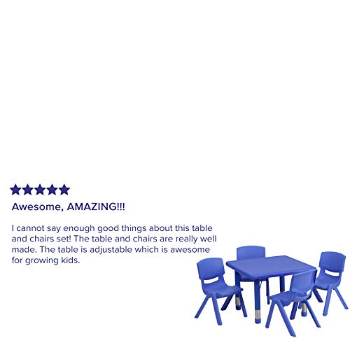 Flash Furniture 24'' Square Blue Plastic Height Adjustable Activity Table Set with 4 Chairs
