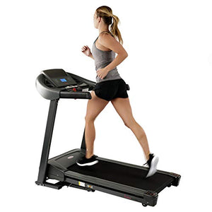 Sunny Health & Fitness T7643 Heavy Duty Walking Treadmill with 350 LB Max Weight, Tablet Holder, Shock Absorber, Wide Belt and Folding