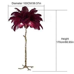 Generic Ostrich Feather Floor Lamp with Copper Base 67” Tall (Purple/Orange)