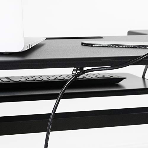 VIVO Black Height Adjustable 36 inch Stand up Desk Converter Quick Sit to Stand Tabletop Dual Monitor Riser, DESK-V000V