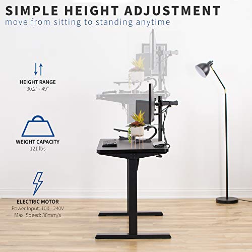 VIVO Electric 43 x 24 inch Stand Up Desk, 3 Section Table Top with Frame, Height Adjustable Standing Workstation with Simple Controller, Black, DESK-EP43TB