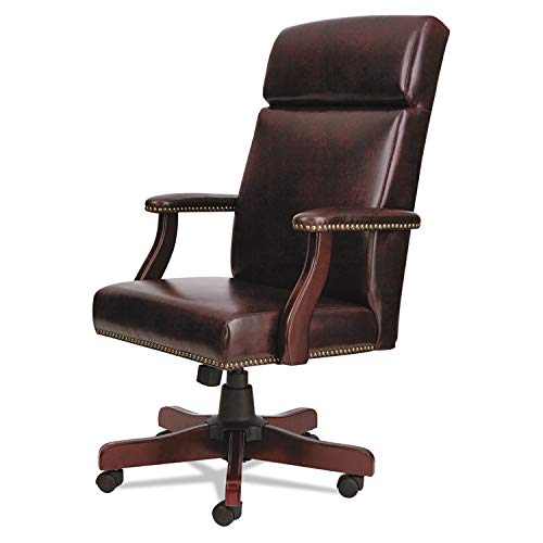 Alera ALETD4136 Traditional Series High-Back Chair, Mahogany Finish/Oxblood Vinyl