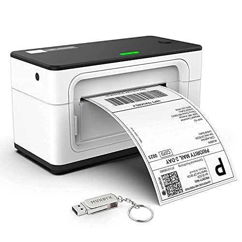 Upgrade 2.0 MUNBYN USB Upgrade Label Printer, Thermal Printer for Barcodes-Labels Labeling with MUNBYN Thermal Direct Shipping Label (Pack of 500 4x6 Fan-Fold Labels) - Commercial Grade