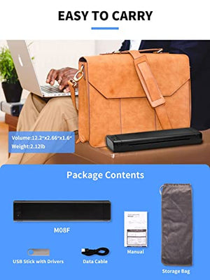 Portable Printers Wireless for Travel - COLORWING M08F Bluetooth Thermal Printer, Suitable for Mobile Office, Support 8.26" X 11.69" A4 Size Thermal Paper, Compatible with Android and iOS Phone
