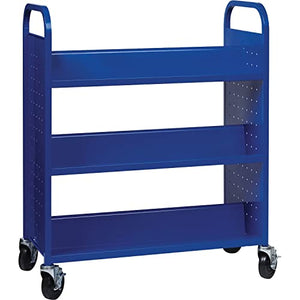 Lorell 99932 Double-Sided Book Cart with 6 Shelves, 38" W x 18" D x 46-1/4" H, BE