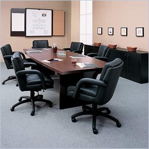 Global Total Office Boat Shaped 6' Conference Table with Slab Base-Mahogany - Mahogany