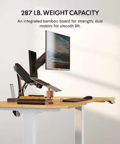 FLEXISPOT Pro 3 Stages Dual Motor Electric Standing Desk 72x30 Inch Bamboo Contour Whole-Piece Board Height Adjustable Desk