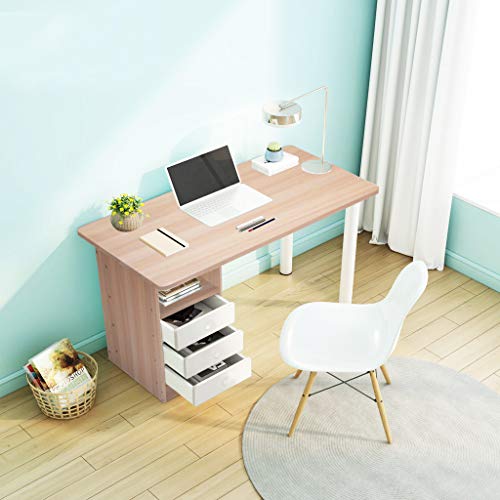 Writing Computer Desk with 3 Drawers, Laptop Notebook PC Workstation with Storage Cabinet, Modern Simple Style Desk, Space-Saving Corner Table Home Office Furniture, 39.5 X 30 X 19.7 Inch (Brown)