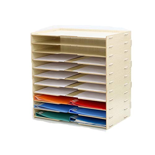 Wooden Multi-Layer File Holder Office Paper Information Frame Printer Storage Folder Data Frame Rack