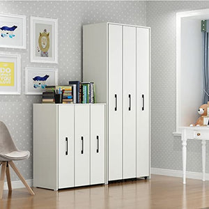 None Removable Sliding Narrow Bookcase with Built-in 5 Shelves, Side Drawers, Wheels, Height Adjustable - 52 x 45 x 140cm