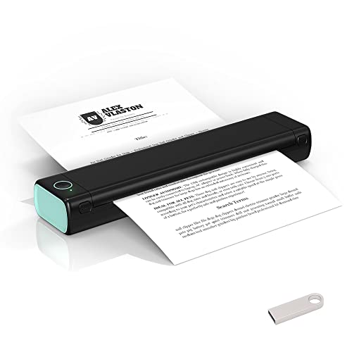 Phomemo M08F Portable Printer, 2022 Upgrade Lightweight and Compact Mobile Printer, Wireless Printer for Travel + 200 Sheets 8.26"x11.69" A4 Quick Drying Thermal Paper, Compatible with Phone & Laptop