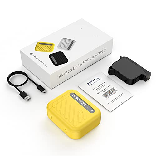 UPRINTJET B10 Mini Handheld Inkjet Printer Wireless WiFi Printer with iOS/Android APP Handy Inkjet Printer for QR Code Barcode Batch Number Batch Number Picture DIY Printing Date Printer (Yellow)