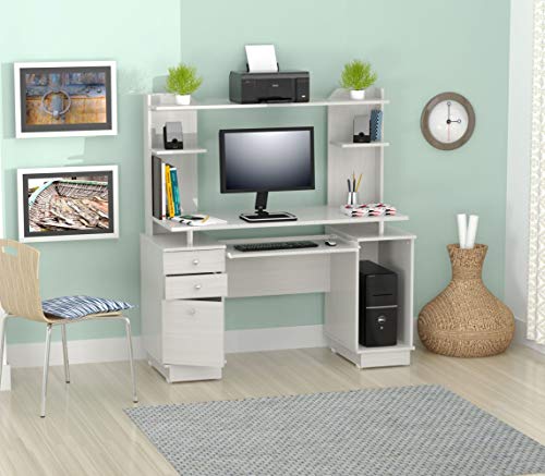 Inval America Computer Work Center With With Hutch, Laricina White