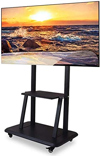 TV Rack Furniture Heavy Duty 100KG TV Cart Mobile Stand 60-100" LED LCD Plasma Flat Screen Adjustable Trolley Mount Wheels 2 Shelves Full Motion Black