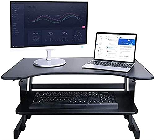Standing Desk Converter Height Adjustable Sit to Stand Desk for Dual Monitor and Laptop Black