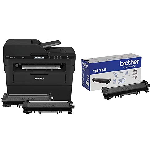 Brother Compact Monochrome Laser All-in-One Multi-function Printer, MFCL2750DWXL, Up to Two Years of Printing Included, Amazon Dash Replenishment Ready & Genuine Cartridge TN760 High Yield Black Toner