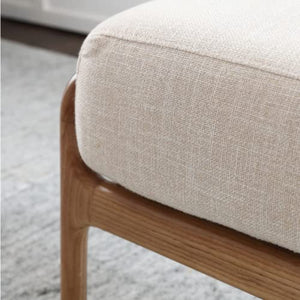 KOHARA Luxury 67cm Nordic Solid Rubber Wood Footstool - Walnut White