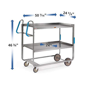 Lakeside Manufacturing Ergo-One Series Utility Cart, Stainless Steel, 2 Shelves, 1000 lb. Capacity