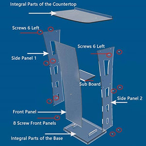 None Clear Lectern Podium Stand with 7 Color LED Portable Remote Control - 60×45×110cm