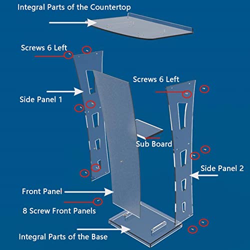 None Clear Lectern Podium Stand with 7 Color LED Portable Remote Control - 60×45×110cm