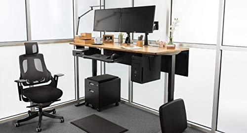 UPLIFT Desk V2 Bamboo Standing Desk 1" Thick Rectangular Carbonized Bamboo Desktop, Height Adjustable Frame (Industrial), Adv. Memory Keypad & Wire Grommets (Black), Bamboo Motion-X Board (72" x 30")