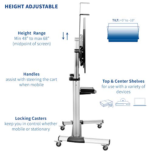 VIVO Ultra Heavy Duty Mobile TV Stand for 32-100 inch Flat Screens, Adjustable Rolling Cart with Wheels - STAND-TV22S
