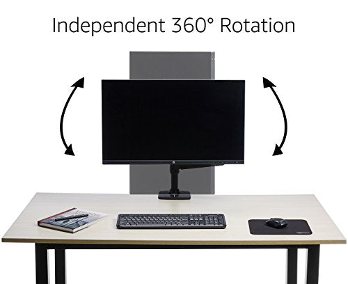 Amazon Basics Single Monitor Stand - Lift Engine Arm Mount, Aluminum, 2-Pack & Notebook Laptop Stand Arm Mount Tray