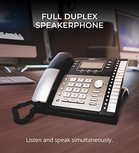 RCA 25424RE1 4-Line Expandable Phone System for Home / Office Desk - Base Speakerphone with Caller ID and Intercom, Compatible with Hearing Aids (2-Pack)