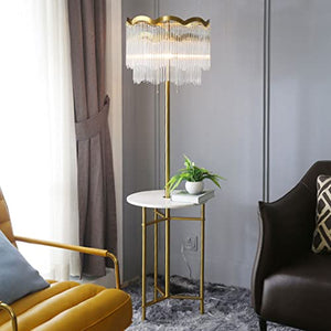 AOKLEY Floor Lamp with Table - Nordic Luxury Crystal Standing Lamp