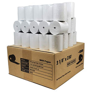 (55 GSM Paper Thickness Coreless) 3-1/8" x 230' (1000 Rolls - 20 Cases) Bpa Free Thermal Receipt Printer Paper | No Branding | Blank Tabs | Drop Shipping