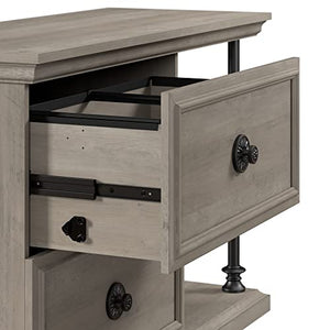 Bush Furniture Coliseum Lateral Shelves 2 Drawer File Cabinet in Driftwood Gray