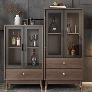 Luckxuan Wine Rack Cabinets/Bar Cabinet with Glass Doors and Drawer