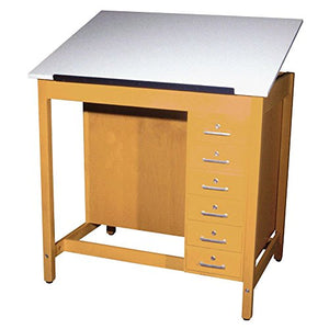 Diversified Woodcrafts DT-32A UV Finish Solid Maple Wood Art/Drafting Table with Board Storage, Plastic Laminate Top, 42" Width x 39-3/4" Height x 30" Depth