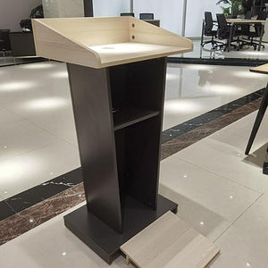 CAMBOS Luxury Lectern Podium Stand with Open Storage - Wood Conference Table Teacher Podium