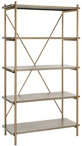Safavieh ETG6206A Home Collection Rigby 5 Tier Etagere, Rustic Oak/Gold