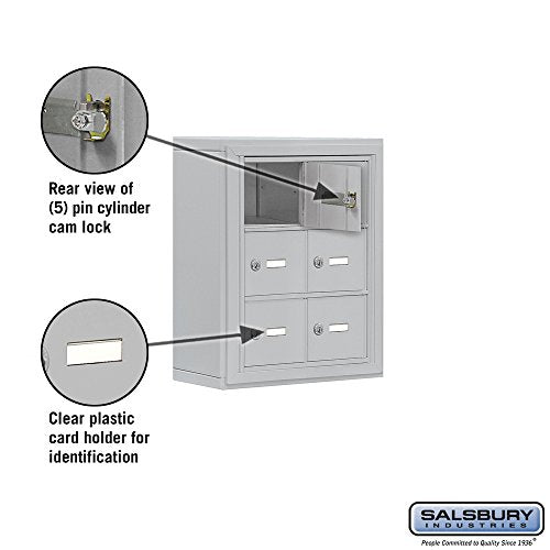 Salsbury Industries 19035-06ASK Cell Phone-3 Unit Surface Mounted-Master Keyed Locks with 5-Inch Diameter Compartments, Aluminum