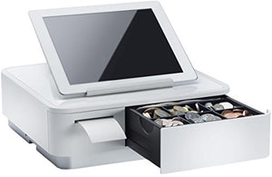 Star Micronics mPOP Integrated Receipt Printer & Cash Drawer with Tablet Stand and USB Barcode Scanner - White