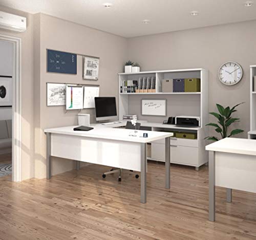 Bestar Pro-Linea U-Desk with Hutch, White