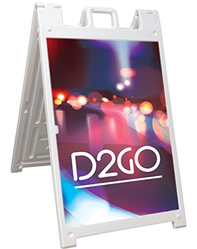 Sidewalk Signs with 24x36 Coroplast Boards, White Plastic Sandwich Boards for Outdoor Use, Built-in Handle on Top, Slide-in Setup