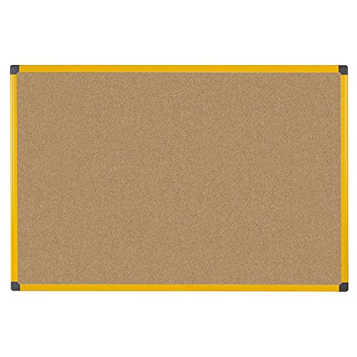 MasterVision Industrial Cork Bulletin / Pin Board, 40 x 60 Inches, Yellow Maya Frame (CA1511721)