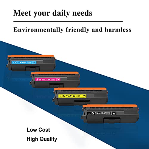 4 Pack TN315 TN-315 Compatible TN-315BK TN-315C TN-315M TN-315Y High Yield Toner Cartridge Replacement for Brother MFC-9970CDW 9650CDW HL-4140CW 4150CDN Printer(1BK+1C+1M+1Y).