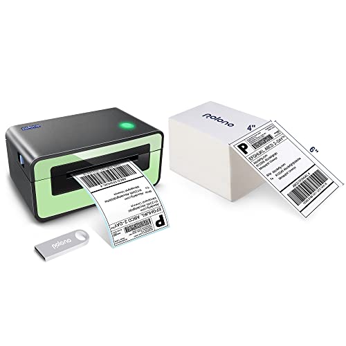 POLONO Label Printer - 150mm/s 4x6 Green Thermal Label Printer, POLONO 4"x6" 500 Labels Direct Thermal Shipping Labels, Compatible with Amazon, Ebay, Etsy, Shopify and FedEx