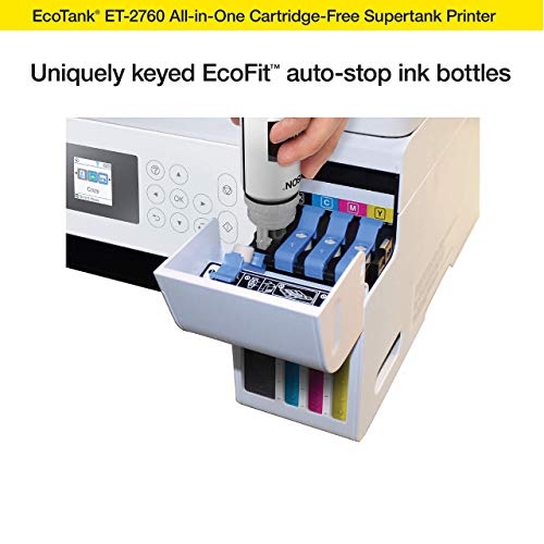 Epson EcoTank ET-2760 Wireless Color All-in-One Cartridge-Free Supertank Printer with Scanner and Copier (Renewed)