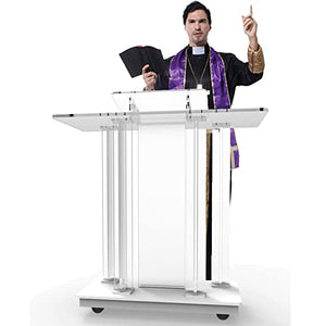 JOuan Acrylic Church Podium Stand with Casters