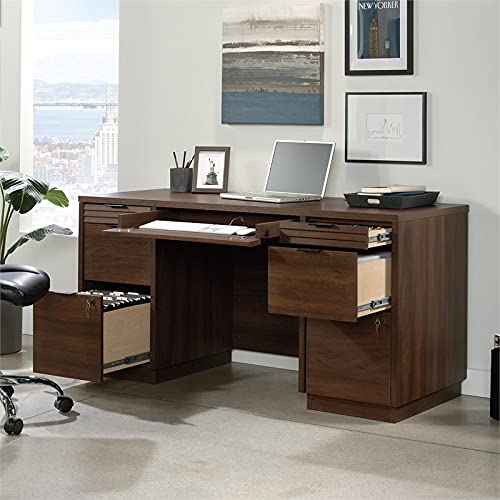 Sauder Worksense Palo Alto 60" Commercial Credenza - Spiced Mahogany Finish